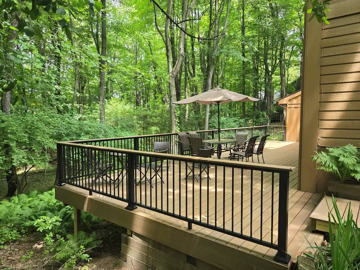 New composite deck installed by the best deck builders in Michigan, located in Okemos.