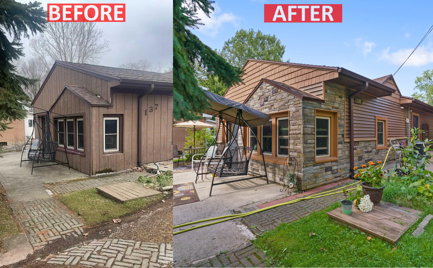 Traverse City Siding Replacement with Versetta Stone | Before and After