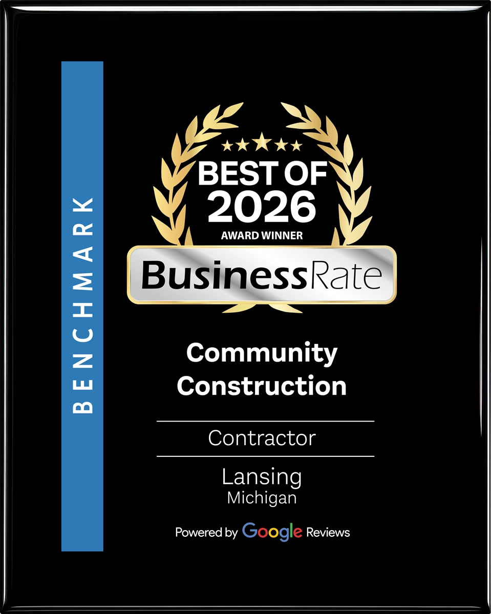 BusinessRate Best of 2026 Award Winner Plaque for Community Construction - Best General Contractor in Lansing, Michigan