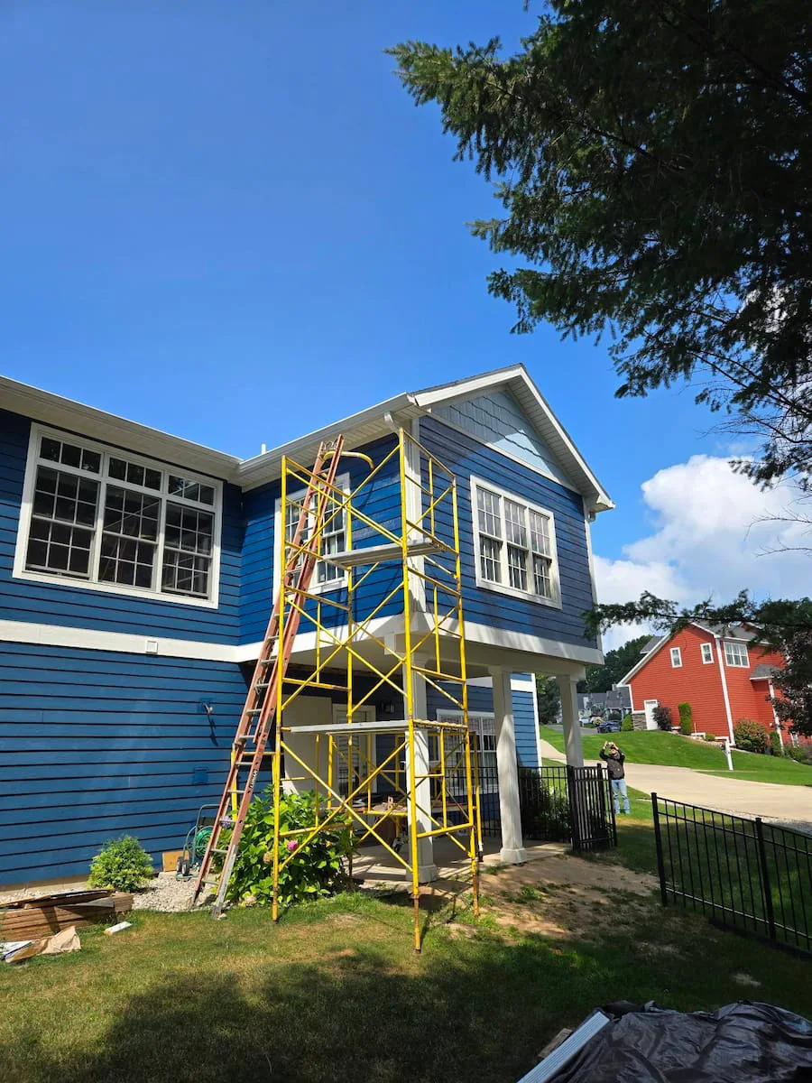 Wide exterior view of home remodeling project by general contractors